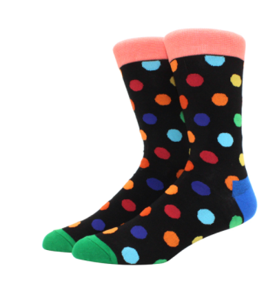 PDG Black Multi-Colored Polka Dots Socks