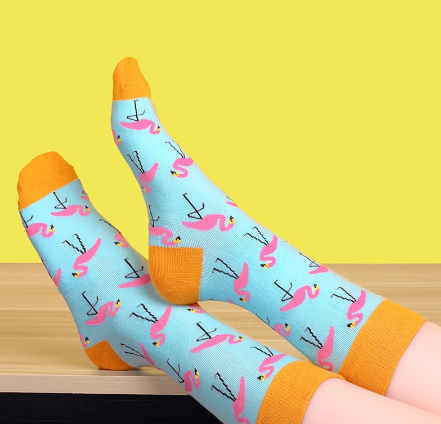 Fun Flamboyant Light Blue Flamingo Socks