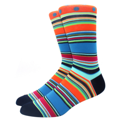 Orange and Blue Dot Crew Socks