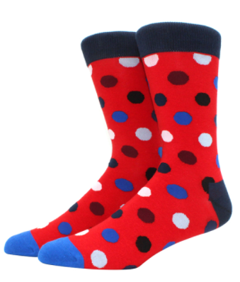 PDG Red Multi-Colored Polka Dots Socks