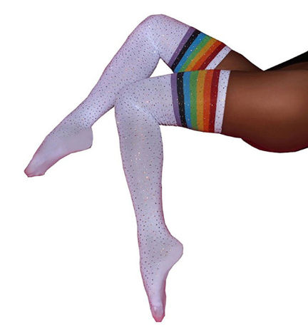 Glittery Galaxy Rainbow Thigh High Socks (3 options)